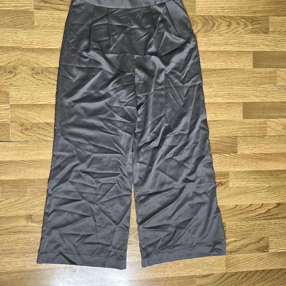 Halston Womens Pants Falcon Side Zip Wide Leg High Rise Gray Size Small NWT